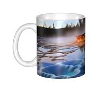 UDFKGLP Yellowstone - Taza de cerámica con diseño del parque nacional para capuchino, latte, cereales, yogur, leche, bebidas calientes o frías, horno de microondas