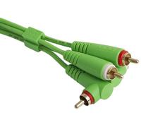 UDG Ultimate Cable (RCA recto - RCA en ángulo) verde 3 m | Silenciar el zumbido y la interferencia de la cabina; doble RCA recto a ángulo; chapado en oro; incluye brida