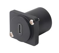UDHBJEBQ USB USBC C Typec Hembra a Hembra FF Montaje en Panel extensión Adaptador de Metal Redondo(Black)