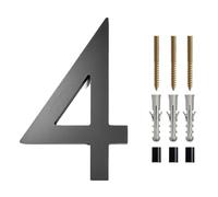 UDHSNJZG Numeros Casa Exterior Número de casa estereoscópico 6 Pulgadas, Letras acrílico Negro Modernas, decoración buzón, números Puerta jardín, Placa dirección con Clavo(4)