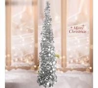 UDIKEFO Árbol de Navidad artificial plegable de 1,5 m con soporte de fácil montaje para decoraciones de Navidad, exhibición del hogar, decoración de oficina, interior y exterior