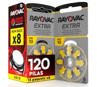 Udivita 120 Pila para Audífonos Rayovac Extra 10. 15 Pack de 8 Unidades Baterías de Audífono