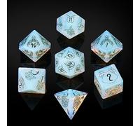 UDIXI Juego de dados DND de piedra de ópalo, 7 dados de piedras preciosas D&D con estuche de regalo para juegos de mesa de Calabozos y Dragones (patrón de bestia)