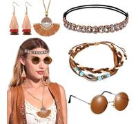 UDNFHL 1 Conjunto De Accesorios Bohemios, Pulsos De Pendientes Collares Pulsera De Banda para La Cabeza, Moda Retro, Joyería De Cole De Borla Femenina, Accesorios De Ropa.