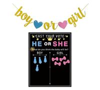 UDNFHL 1 Conjunto De Carteles De Votación De Género Y 1 Pieza De Bandera De Tracción, Juego De Votación Creativa, Suministros para Fiestas De Bebés, Decoraciones De Fiestas.