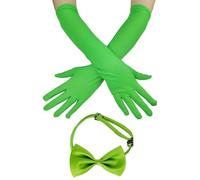 UDNFHL 1 Par De Guantes Largos Verdes, Corbata De Lazo De 1 Pieza, Guantes De Moda De Neón, Corbata De Lazo Ajustable, Accesorios para La Ropa De Fiesta.