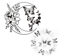 UDNFHL 1 Pieza De Luna Pegatina De Pared De Flores Y 18 Piezas De Pegatina De Mariposa Tridimensional, Decoración De La Pared del Hogar, Pegatina De Pared Simple Y Versátil.