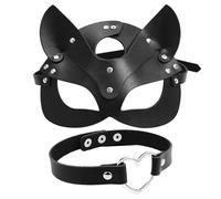 UDNFHL 1 Pieza De Máscara De Zorro Y 1 Pieza De Collar, Accesorios De rol, Accesorios Punk, Accesorios De Vestuario Disfrazados.