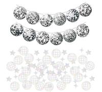 UDNFHL 100 Piezas De Confeti Disco Y 1 Pieza De Bandera De Discola, Adornos Brillantes, Arreglo De Escena De Fiesta, Suministros De Fiesta Retro.