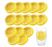 UDNFHL 15 Piezas De Rodajas De Limón Simuladas De Plástico, Decoración Simulada De La Fruta, Accesorios De Fotos, Accesorios De Exhibición De Frutas.