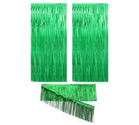 UDNFHL 2 Piezas De Cortina De Lámina De Aluminio De Metal Verde, 1 Pieza De Cortina De Lluvia Tirando De La Bandera, Brillante, Moda Clásica, Fondo Creativo De Fiestas Decoración Cole.