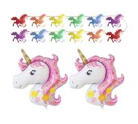 UDNFHL 2 Piezas De Globos De Caballos De Arco Iris Y 1 Pieza De Bandera De Arrastre De Caballos De Arco Iris, Decoraciones De Fiesta para Niños, Arreglo De Escena De Fiesta.