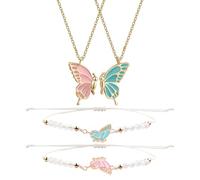 UDNFHL 2 Piezas De Pulseras De Mariposa Y 2 Piezas Collares De Metal, Pulseras Creativas, Lindas Joyas Minimalistas, Regalos De Amistad.