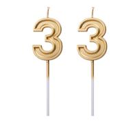 UDNFHL 2 Piezas De Velas Numerosas Brillantes 3, Velas De Fiesta De Cumpleaños, Decoraciones De Pasteles, Accesorios para Pasteles.