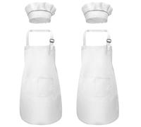 UDNFHL 2 Piezas Delantal Infantil Y 2 Piezas Sombreros para Niños, Delantal Ajustable, Sombrero Simple, Se Pueden Usar para Cocinar, Pintar, Jardinería.