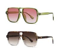 UDNFHL 2 Piezas Gafas De Sol Cuadradas De Marco, Gafas Retro, Suministros Al Aire Libre, Accesorios De Atuendos, Gafas De Sol Clásicas De Diseño.