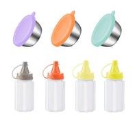 UDNFHL 3 Piezas De Frasco De Salsa De 50 Ml, Botella De Extrusión De 4 Piezas, con Tapa para Evitar Fugas, Reutilizables, Al Aire Libre Conveniente, Mini Contenedor Multifunción.