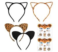 UDNFHL 4 Piezas De Diadema De Oídos De Gato Y 2 Parches De Cara, Accesorios para El Cabello Creativos Y Divertidos, Accesorios De rol, Accesorios para Disfraces De Fiesta.