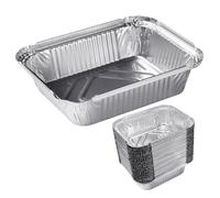 UDNFHL 50 Piezas Bandeja De Aluminio De Aluminio, Recipiente De Comida con Tapa, Accesorios De Barbacoa, Suministros De Cocina, Accesorios para Cocinar.