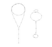 UDNFHL Collar De Cuentas Redondas De Borde De 1 Pieza Y Brazalete De 1 Pieza, Joyas De Diseño Creativo, Joyas Simples Y De Moda, Joyas para Mujeres.