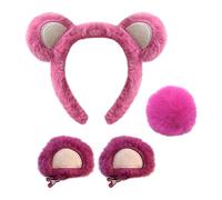 UDNFHL Diablaje De 1 Pieza, 1 Pieza De Peluquería Rosa Y 1 Par De Horquillas para Orejas De Oso, Accesorios De rol, Accesorios para Disfraces De Oso, Lindos Accesorios De Dibujos Animados.