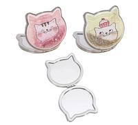 UDNFHL El Espejo En Forma De Gato De 2 Piezas, El Lindo Espejo De Dibujos Animados, El Espejo De Maquillaje Portátil, El Espejo del Cuerpo Plegable, Se Pueden Usar para Viajar, Trabajar Y Acampar.