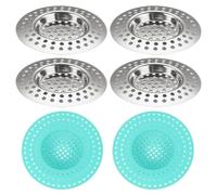 UDNFHL Portes De Drenaje De Acero Inoxidable De 4 Piezas, Cubierta De Drenaje De Piso De Silicona De 2 Piezas, Filtro Anti-Bloqueo Multifunción, Duradero Y Resistente para El Baño Y La Cocina.