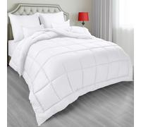 Udopa Bedding en toda la temporada Down Alternative acolchado rey edredn nrdico con pestaas de esquina edredn de cama lavable a mquina (blanco)