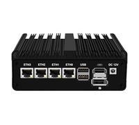 UDPTCP J4125 Mini PC Micro Firewall Appliance, 4 puertos LAN i226 de 2,5 Gbe Power over Ethernet Mini computadora DDR4, 6 USB/HD+DP/COM/router de red doméstica, sin RAM sin SSD
