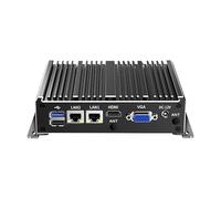 UDPTCP Mini PC industrial, mini PC sin ventilador J1900 con Quad Core2.41GHz, Dual LAN/2×RS232 COM/HD pantallas dobles, mini computadora de escritorio, compatible con WiFi de doble banda para negocios