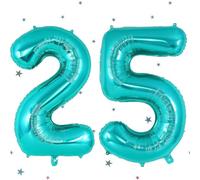 UDRKFOPK Globo verde con 25 números, color verde, 101 cm, color verde, 25 globos de helio, globos de helio, 25 cumpleaños para 25 años y 52, decoración de cumpleaños para niños y niñas