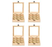 UDSKNV[KSL 4X Bolsa de Té de Madera Organizador de Joyas Caja de Almacenamiento de Pecho 9 Compartimientos Caja de Té Organizador Contenedor de Paquetes de Azúcar de Madera