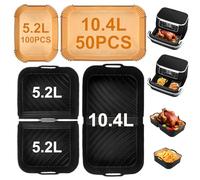 UDUK Accesorio para freidora de aire caliente para Ninja AF500EU 10,4 L y 5,2 L, 3 piezas reutilizable Airfryer molde de silicona y 150 piezas de papel de horneado Airfryer Accesorios para freidora