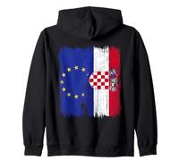 UE Croacia Media Bandera Orgullosa Unión Europea Raíces croatas Sudadera con Capucha
