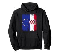 UE Croacia Media Bandera Orgullosa Unión Europea Raíces croatas Sudadera con Capucha