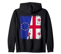 UE Georgia Media Bandera Unión Europea Raíces georgianas Sudadera con Capucha