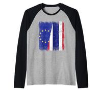 UE Tailandia Media Bandera Europa Raíces tailandesas Camiseta Manga Raglan