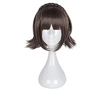 Uearlid Cosplay Wig Anime Persona 5 Makoto Niijima Peluca marrón Corta con Trenza Cosplay Disfraz Resistente al Calor Pelo sintético Pelucas for Cosplay