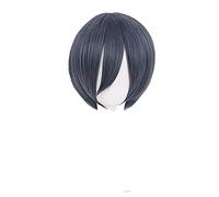 Uearlid Cosplay Wig Butler Black Kuroshitsuji Ciel Phantomhive Cosplay Pelucas Color Gris Azul Azul Resistente al Calor Sintético Peluca Sintética+Cap