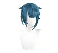 Uearlid Cosplay Wig Genshin Impact Cosplay Peluca Azul Pelo Corto Resistente al Calor Mujeres Halloween Juego de rol Genshin Impact Peluca