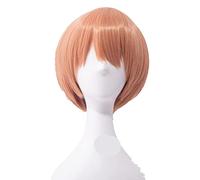 Uearlid Cosplay Wig Love Live Rin Hoshizora Cosplay Pelucas Corto Rosa Naranja Resistente al Calor Peluca de Pelo sintético + Gorro de Peluca