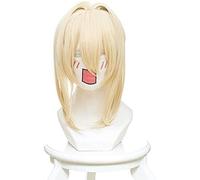 Uearlid Cosplay Wig Peluca de Cosplay de Anime Violet Evergarden for Mujer, Pelo Trenzado Amarillo Claro, Pelo sintético, Disfraz de Fiesta, Pelucas Trenzadas