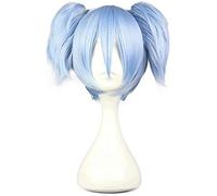Uearlid Cosplay Wig Peluca de Fiesta de Cosplay con Cola de Caballo, Corta, Recta, Azul, for niñas