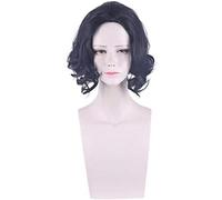 Uearlid Cosplay Wig Peluca for Perfecta for Fiestas cotidianas Resident Evil 8: Village-Mrs. Dimitrescu Negro Corto Pelo Rizado cos Peluca