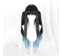 Uearlid Cosplay Wig Tokitou Muichiro Clip Largo Pelo Cosplay Disfraz Peluca Degradado Pelo Largo con mordazas Abrazadera Talla única mordazas Abrazadera Peluca