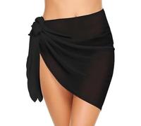 UEAVOID 1 piezas Pareos Playa Mujer Trajes de Baño Falda de Volantes Verano Polivalente Pañuelo de Bikini Sarong Cover Up Chal (140 x 50 cm, Negro)