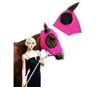 UEAVOID 1 Unidad Máscara Anti-Moscas para Caballos, Rosa Fucsia, Protección UV con Orejeras Elásticas, Transpirable y Cómoda para Caballos Sensibles a Insectos