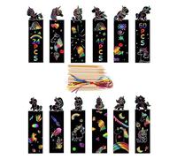 UEAVOID 12 Piezas Tarjetas de Rascar con Lápices de Madera y Cintas para Niños y Niñas DIY Manualidades Fiesta