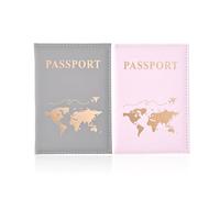 UEAVOID 2 Piezas Funda Pasaporte, Porta Pasaporte, Porta Documentos De Viaje De Piel, Aplicable A CéDulas De Identidad Y Tarjetas De CréDito