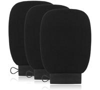 UEAVOID 3PCS Guante Manopla Exfoliante Corporal cuerpo y cara para Baño Ducha Spa, Eliminador de Células Muertas, Exfoliación Profunda (negro)